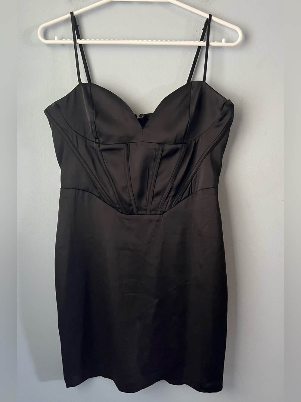 Dynamite Black Scarlett Corset Satin Mini Cocktail Dress Size M